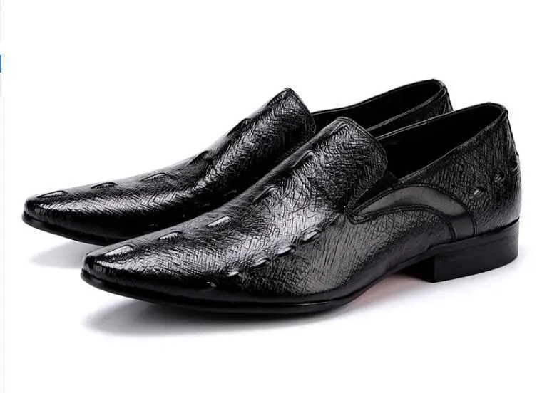 on brown Vestido Apontou Homens Dos Oxfords Sapatos Black Genuíno Toe Elástico chocolate Slip Formal Couro Derby De qUdZt