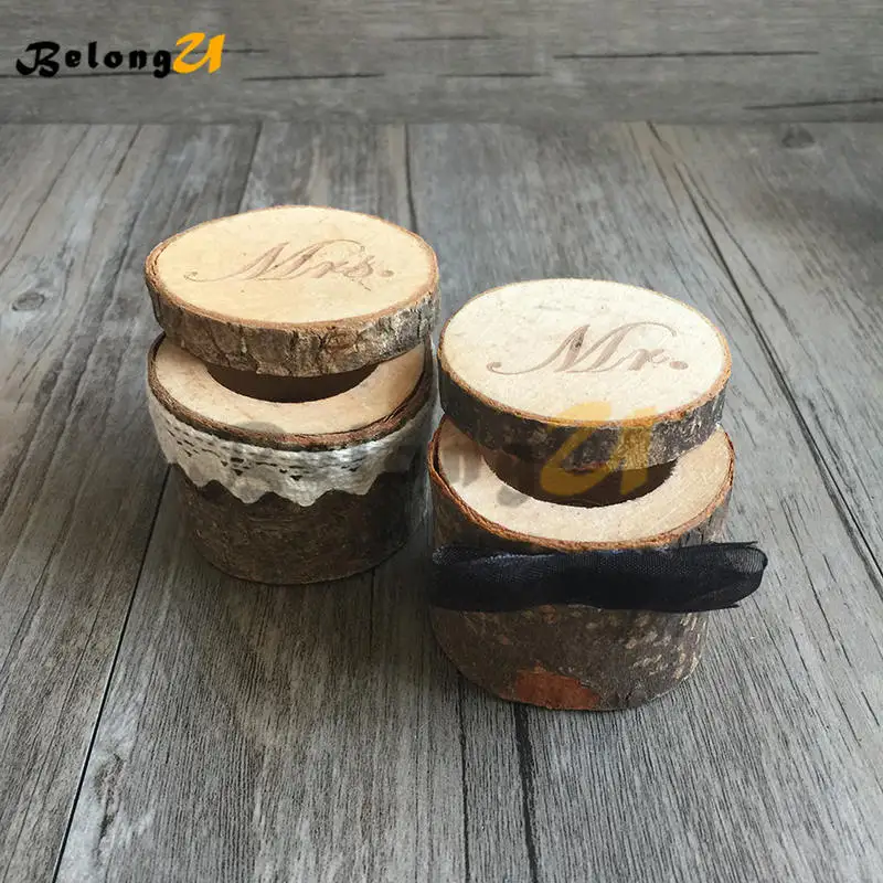 

2pcs Mr Mrs Rustic Wedding Ring Box Wedding Decoration Party Decorations Wood Decor Supplies for Wedding Decorating Ring Pillow