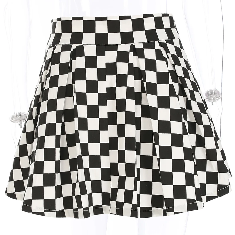 SUCHCUTE плиссированные шахматные юбки женские с высокой талией клетчатая юбка Harajuku танцы корейский стиль пот короткие мини юбки
