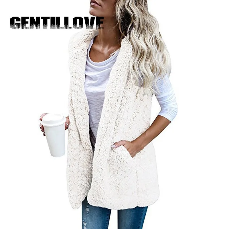 Gentillove женский жилет из искусственного меха зимняя теплая верхняя одежда