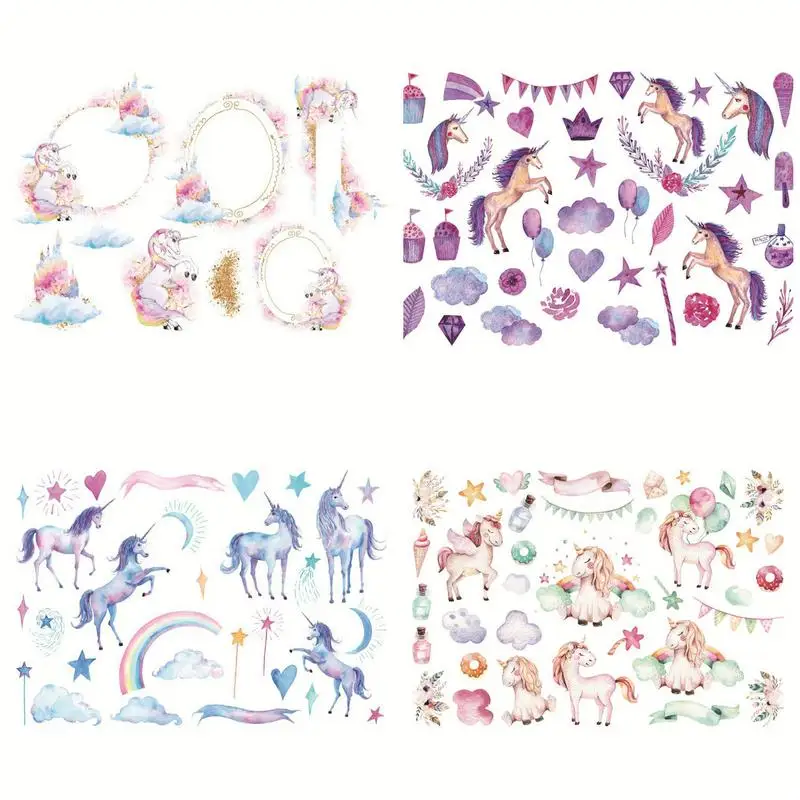 

1PC Classic Toy Stickers For Notebook Albums Message DIY Stickers Self-Adhesive PVC Label Unicorn Horse Rewards Kids Toys
