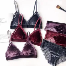 Женский бюстгальтер с мягкими чашечками, без косточек, с брюками, дышащий, модный, пуш-ап, треугольная чашка, регулируемый ремень, бархатный кружевной бюстгальтер