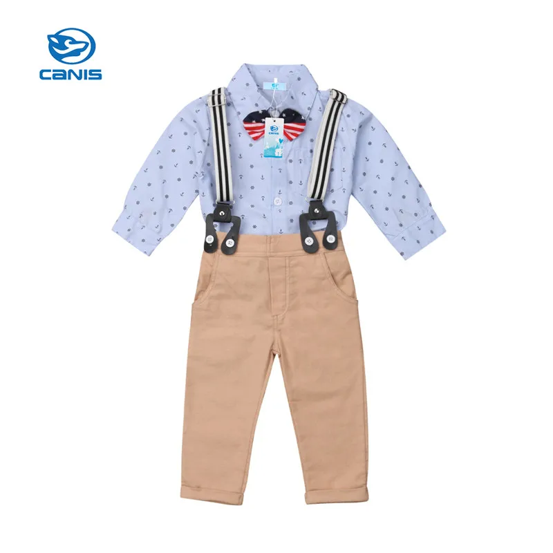 

Boys Kids Children Formal Suit Toddler Party Clothing Set 2pcs Long Sleeve Bowtie Rompers Bib Pants Spring Autumn Outfits 6M-3Y