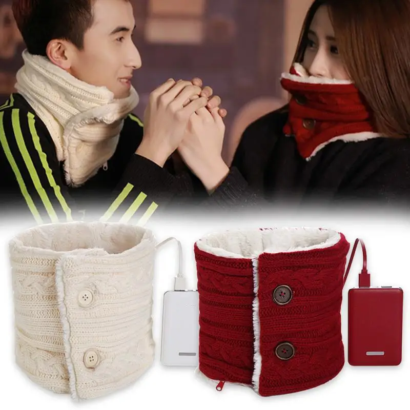 Electric USB Heated Scarf Shawl Neck Skin Warmer Soft Women Men Xmas