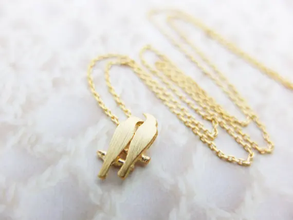 Gold Love Bird Necklace Gold necklace Simple necklace Tiny Charm necklace Christmas Gift best friend Birthday gift mom Birthday Gift sister.jpg