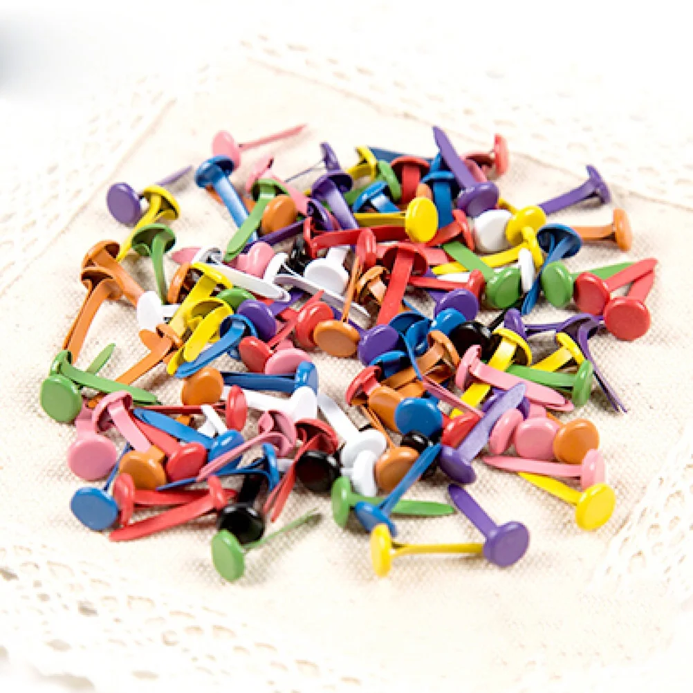Metal Brads Scrapbooking Decoration 100 Pcs Mini Brads Assorted Colors Round Brad Pastel Brads Embellishment Fastener For Scrapbooking Making Stamping DIY