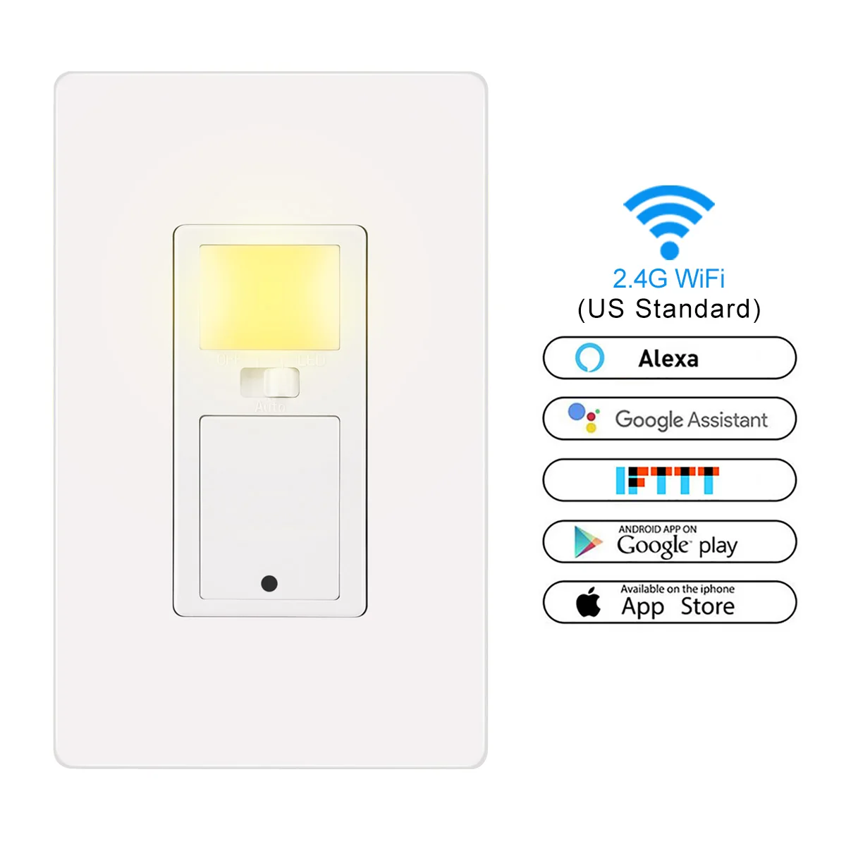 Настенный беспроводной переключатель с вилкой США, Wi-Fi, переключатель управления телефоном, выключатель света, ночник, совместимый с Alexa Google Assistant iftt