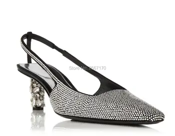 

Summer Fashion Shoes Women Crysal Sandals Diamonds Kitten Heels Square Toe Gladiator Heels Design Sandals Party Shoes Women