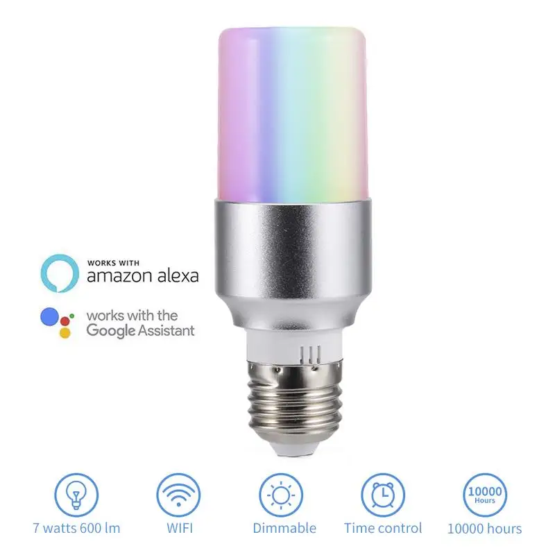 

7W Smart WiFi Light Bulb E27/B22/E14 RGBW Dimmable Wireless WiFi Remote Control Bulb Lamp Light For Echo Alexa Google Home