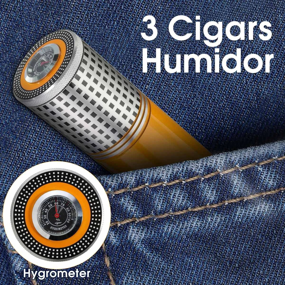 1pcs Yellow Mini Travel Cigar Humidor Humidifier Hydrating Storage Tube With Hygrometer Tobacco Moisture Strip Cigarette Tool 1pcs Yellow Mini Travel Cigar Humidor Humidifier Hydrating Storage Tube With Hygrometer Tobacco Moisture Strip Cigarette Tool
