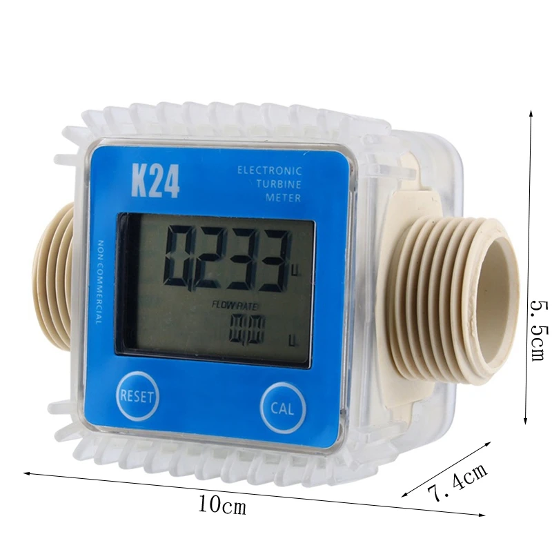 1 Pcs K24 Lcd Turbine Digital Fuel Flow Meter Widely Used For Chemicals Ultrasonic Diesel Kerosene Water Sea Blue Flow hot sale