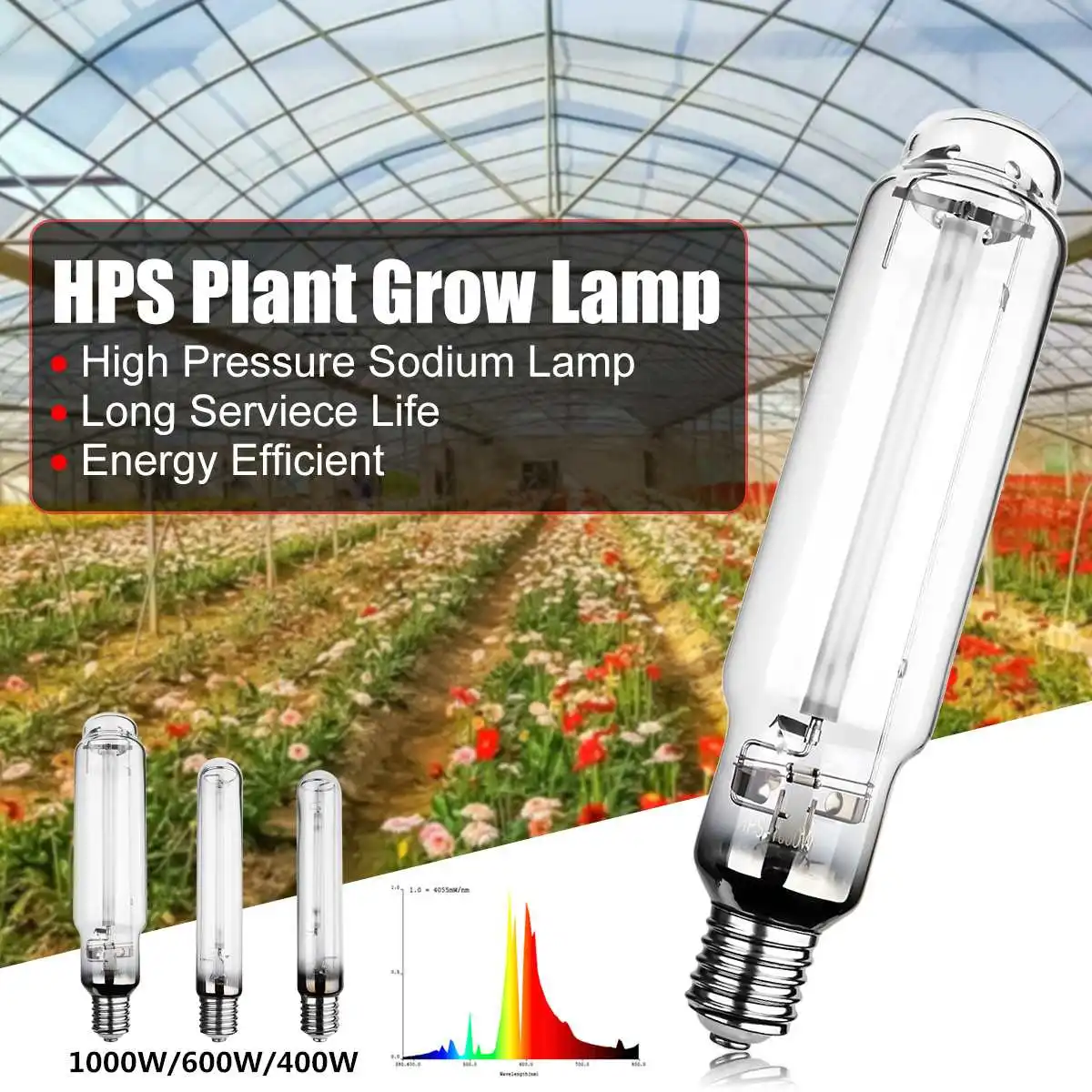 

220V E40 HPS High Pressure Sodium Lamp Bulb Hydroponic Plant Grow Light Indoor Garden Energy Efficient 2000K Yellow Light