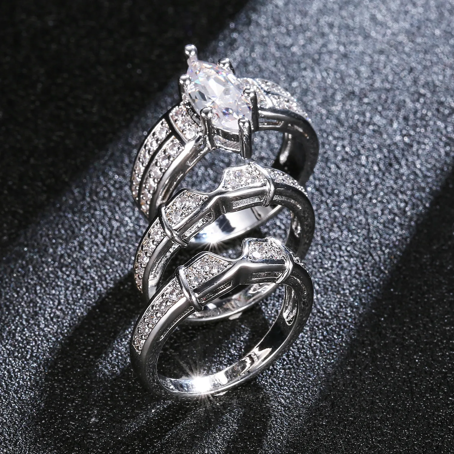 3 шт ювелирные изделия Bangtan кольцо набор Bague Свадебные драгоценные камни кольца