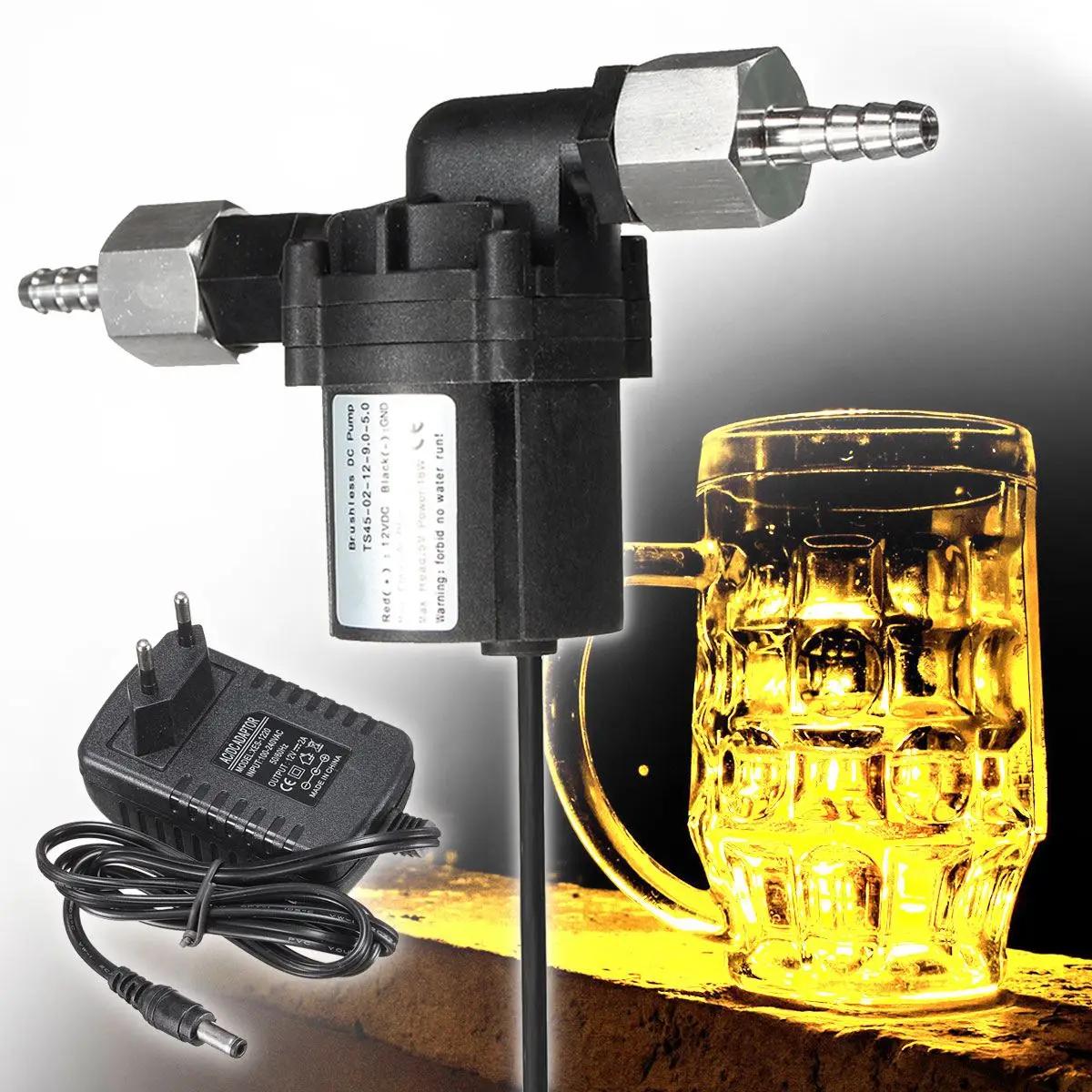 

New DC 12V Fluid Transfer Brewing Homebrew Pump Food Grade House Home Bar Wine Making Tool with Power Adapter