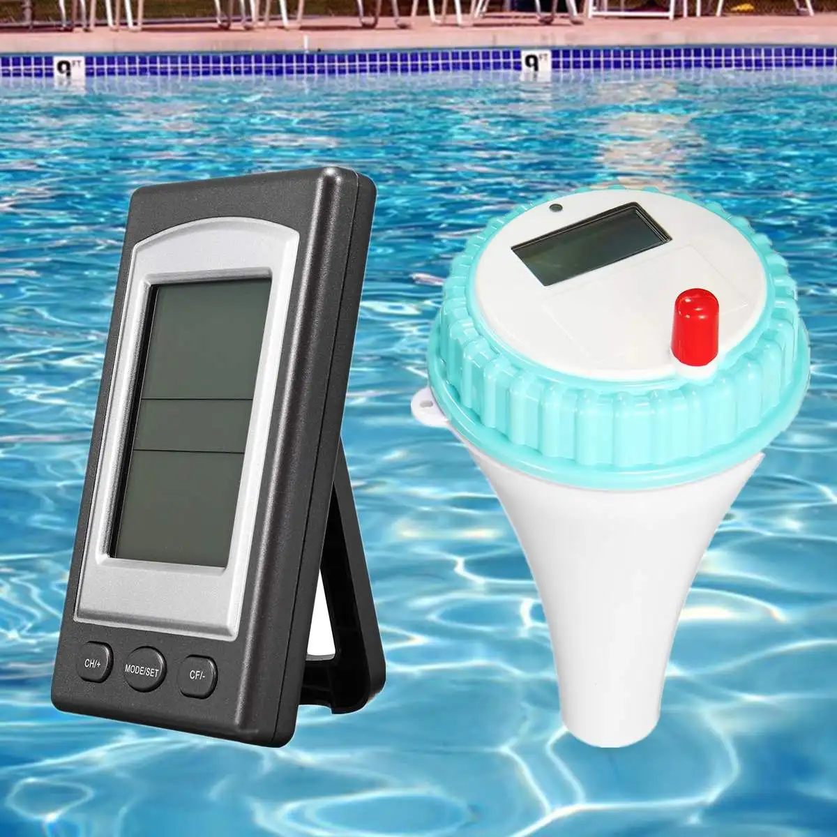 

Wireless Remote Floating Digital Thermometer Swimming Pool Waterproof Hot Tub Pond Spa Pond Tub