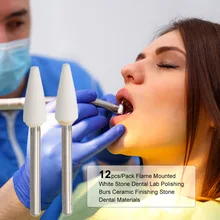 12 шт./упак. пламенный белый камень Стоматологическая лабораторная Полировка Боры Керамическая отделка камень стоматологические материалы