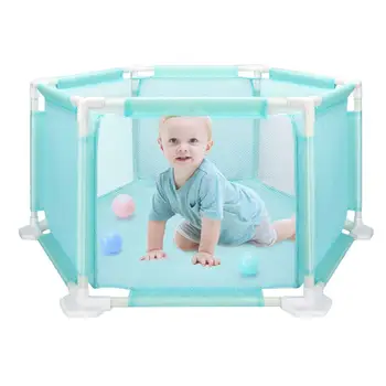 

2019 Kids Hexagonal Playpen Mesh Oxford Cloth Washable Ocean Ball Pool Protection Playpen Set Children Crawling Security Fence