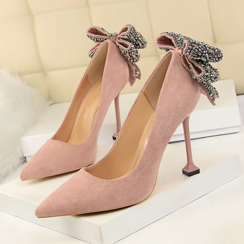 2018 Narrow Band Women High Heel Shoes Vintage Thin Heel Pointed Toe