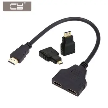 

CYDZ HDMI to Dual HDMI Female Y Splitter Switch Extension Cable with Micro & Mini HDMI Adapter