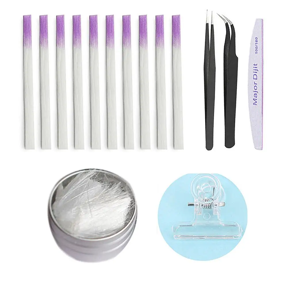 Rápido da Extensão da Arte do Unha Emissor de Luz Arquivo do Unha Kit do Unha do Bulider da Fibra de Vidro para o Gel uv da Ferramenta da Lâmpada do Diodo Base Revestimento Superior Pinças Escova & Grampo 7 Kit do prego do bulider da fibra
