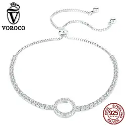 2018 VOROCO 925 пробы серебро, геометрические легкой руки Регулируемый Браслет для Для женщин прекрасный подарок женский новый Jewelry BKB110