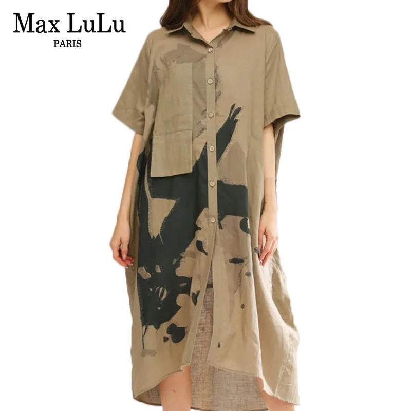 

Max LuLu 2019 Luxury European Summer Ladies Printed Clothes Women Fashion Elegant Dresses Casual Short Sleeve Vestidos Plus Size