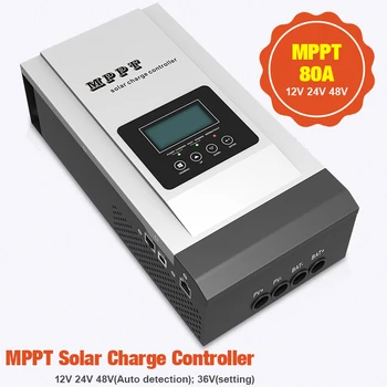 Controlador de carga solar MPPT, regulador solar LCD retroiluminado, de 80A con ajuste de voltaje de 12V a 48V,máximo 150VCD 1