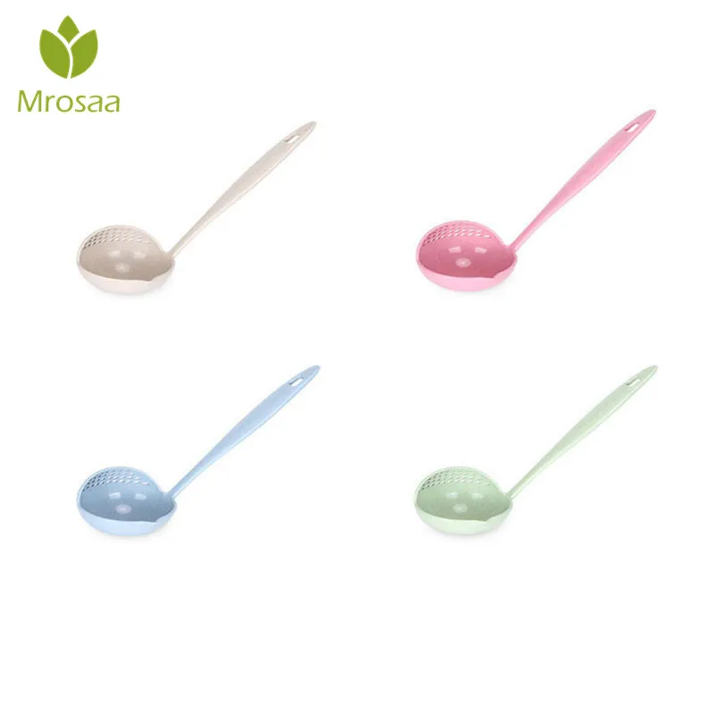 

New Arrival 2 in 1 Long Handle Soup Spoon Home Strainer Cooking Colander Kitchen Scoop Plastic Ladle Tableware