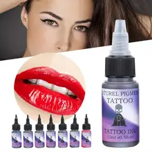 Чернила татуировки черный 7 цветов 15 мл/бутылки натуральные растительные чернила татуировки долговечный пигмент полу-Pernament макияж чернила Перманентный макияж