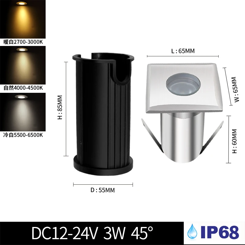 Точечный квадратный светодиодный светильник IP68 водонепроницаемый точечный светильник для внутреннего двора подземный светильник садовая лестница погребенные ступеньки 12-24 В палубный светильник s