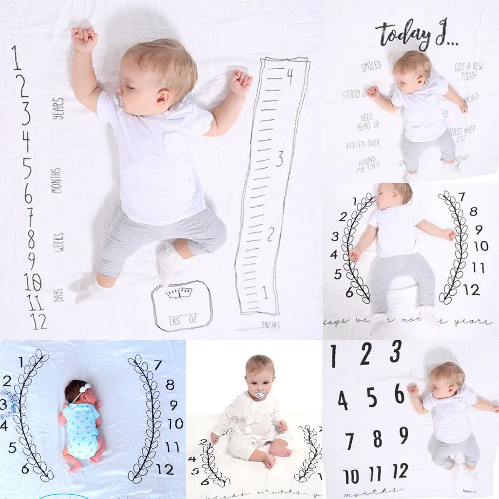 Pudcoco Baby Infants Milestone одеяло коврик для фотосъемки ежемесячный рост фото 120x120