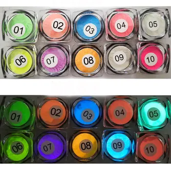 

10 Colour / Set Neon Nail Art Acrylic Fluorescent Dust Powder Glow In Dark