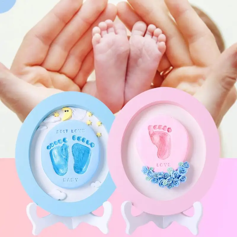 

3D Newborns Molds Baby Handprint Footprint Photo Frame for Baby Care Babies Souvenir Newborn Casting DIY Footprint Clay Inkpad