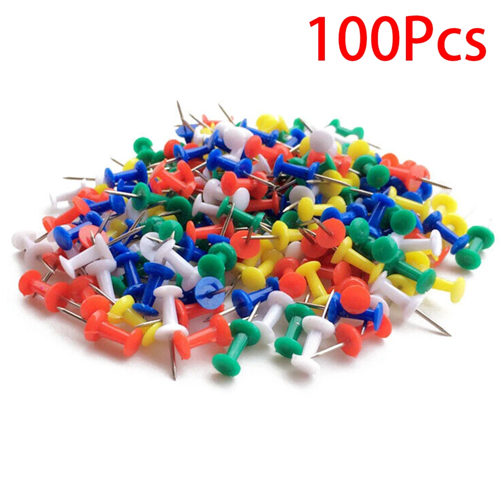 100 шт. Thumb Tacks Офис школа Канцелярские заметки связывания поставки цветной металл Push Pin дома Рисование ремесла географические карты