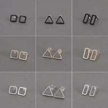 Европейские и американские минималистичные геометрические треугольные коробки с вырезами, нейтральные универсальные многоцветные серьги-гвоздики/серьги-гвоздики, R20