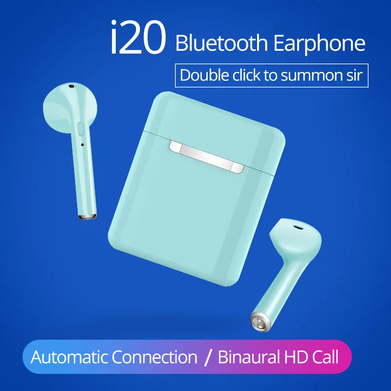 

i20 TWS Bluetooth 5.0 Earphones Mini Wireless headsets 3D Stereo hifi Bass earbuds 2019 New PK i9s i10 i12 i18 for all phones