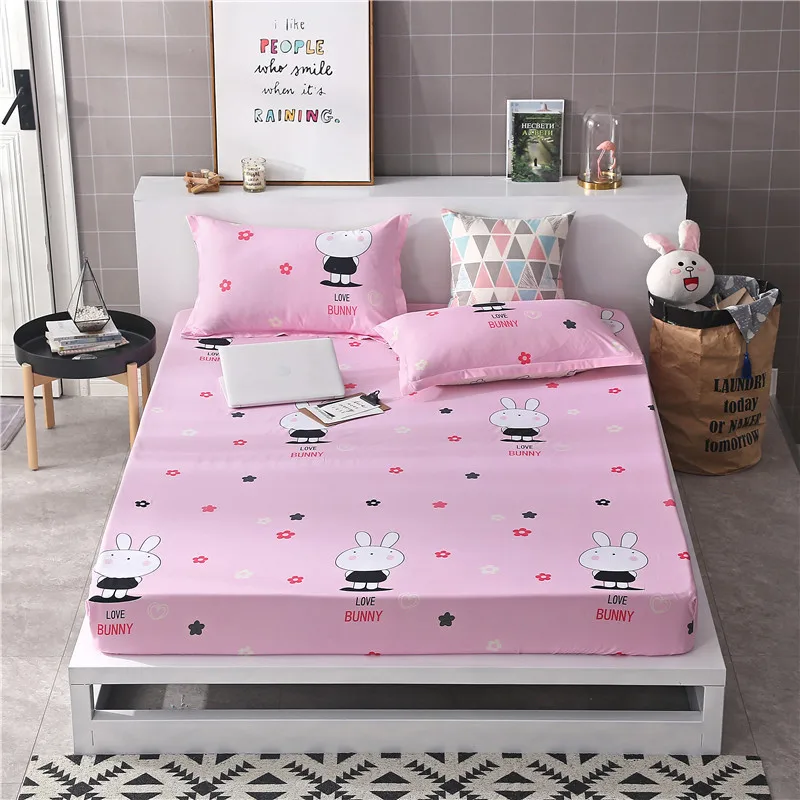 

1.2m 1.35m 1.5m 1.8m Bed Sheet with Elastic Band 1pc Fitted Sheet Mattress Cover Adult Kids Child Bed Linen Single Double Size19