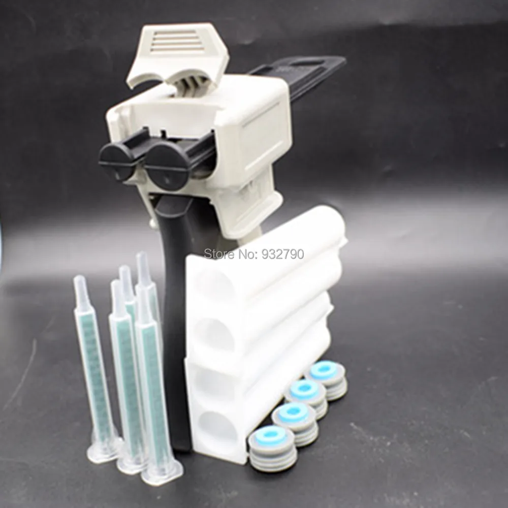 

50ml 1:1 2:1 Dispensing Gun Glue Dispenser Applicator Epoxy Resin Caulking Gun + 5pcs Mixing Nozzle + 2pcs 50ml AB Cartridge