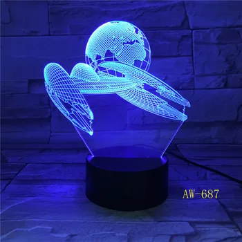 

7 Colorful Changeable Mood LED Lamp 3D Led Spaceship Earth Space Desk Lighting Bedroom Bedside Decor Night Light Gifts AW-687