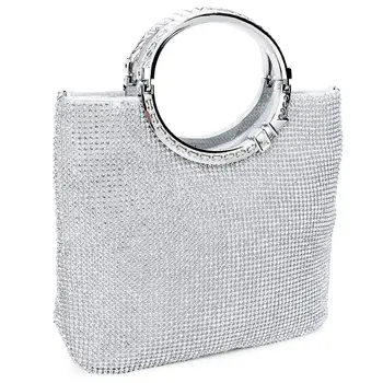 

FGGS Women's Handbag Rhinestone + satin Bag Evening Bags Wedding Clutch Purse