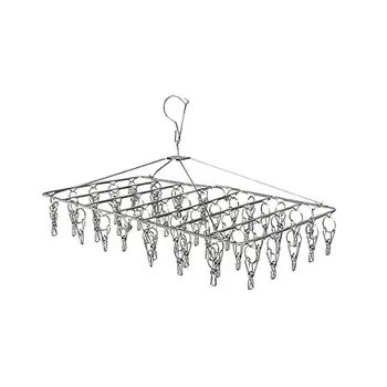 

Stainless Steel Folding Clip and Drip Laundry Hanger with Set of 52 Clothespins for Drying Clothing Underwear Socks