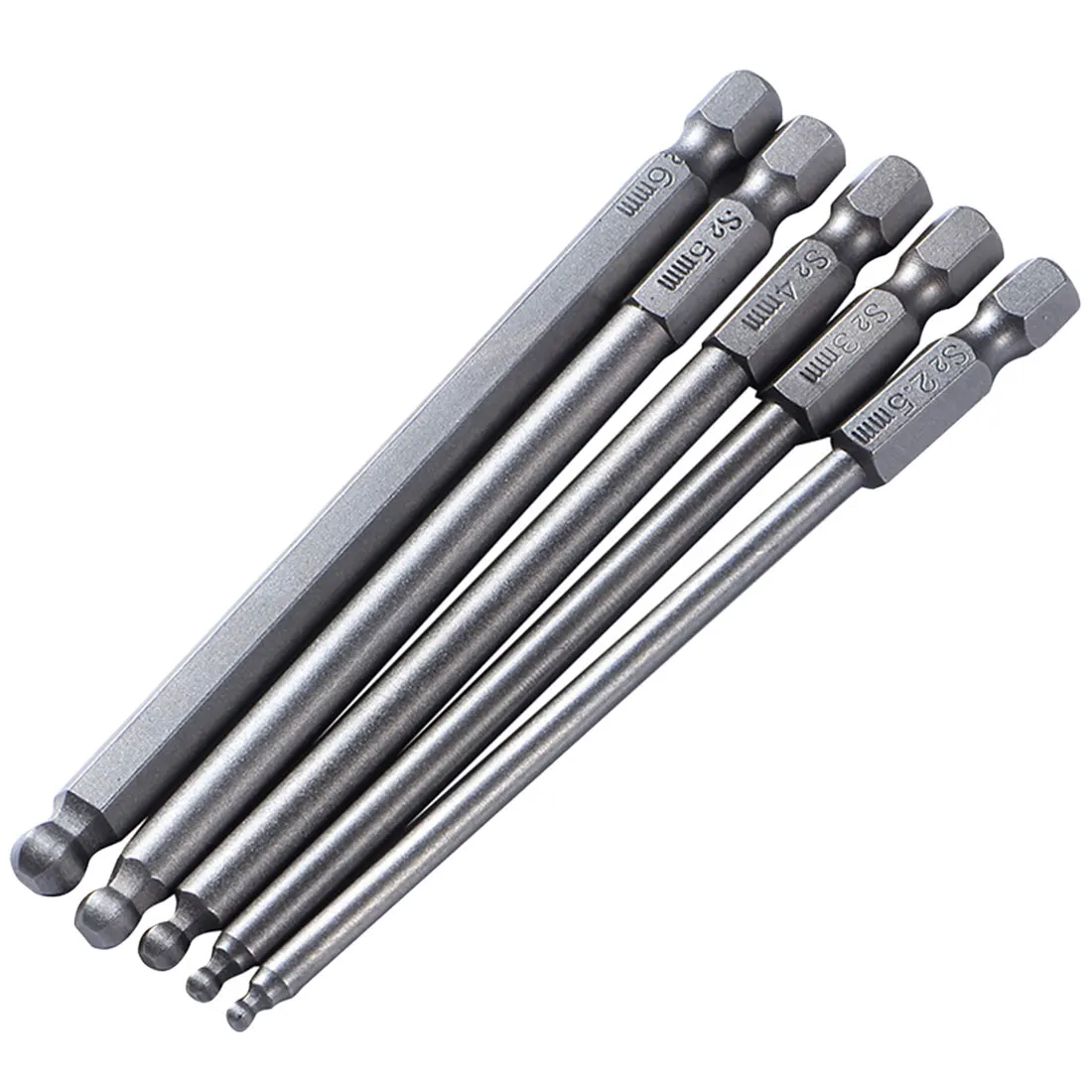5Pcs Set Ball Bit S2 Steel Screwdriver Drill Screw Driver Bits Hex