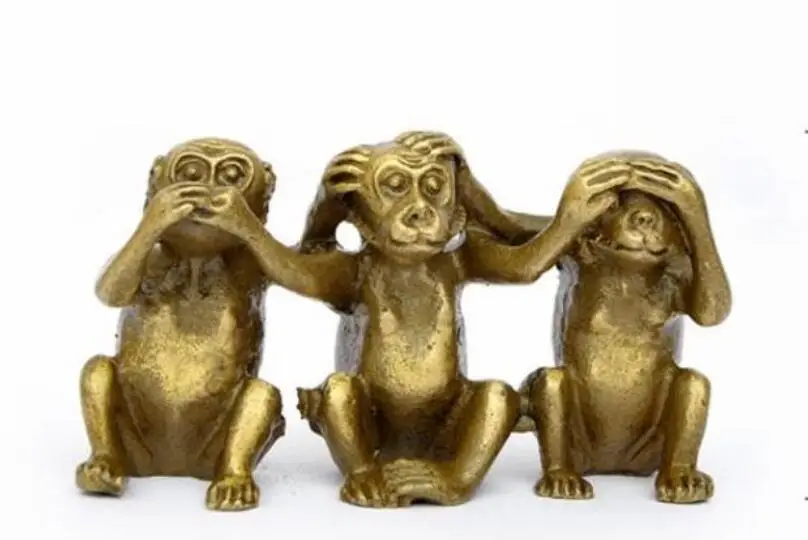 

Collectibles Brass See Speak Hear No Evil 3 Monkey Small Statues