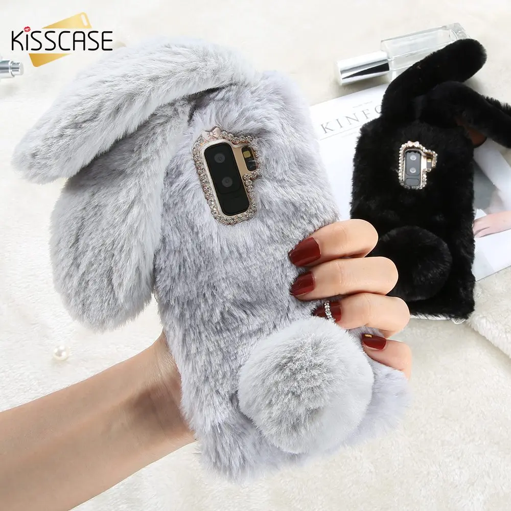 KISSCASE пушистый кролик чехол для Samsung Galaxy S7 S6 S9 S8 Plus Note 9 8 чехлы телефонов A3 A5 A7 J3 J5 J7
