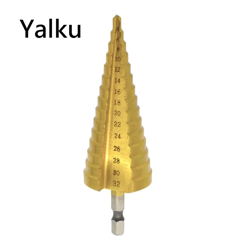 

1pcs HSS Titanium Coated Step Drill Bits Drilling Power Tools for Metal High Speed Steel Wood Hole Cutter Step Cone Drill Bits