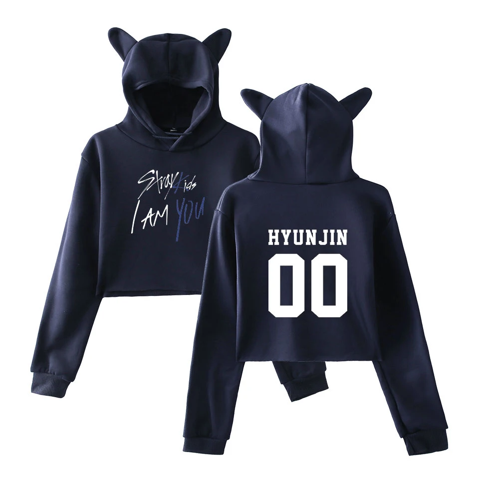  LUCKYFRIDAYF 2018 Stray Kids I Am You Idol Felix/Jisung Print Women Fashion Warm Sex Crop Top Cat H