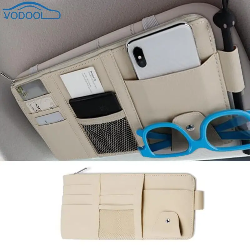 Dawfall Car Sun Visor Organizer, Multi-Function Multi-Pocket CD Sunglasses Pen Card