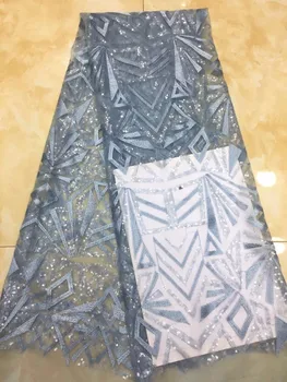 

Fashion design beautiful African net lace fabric with sequins, 2019 Most popular French lace fabric for wedding