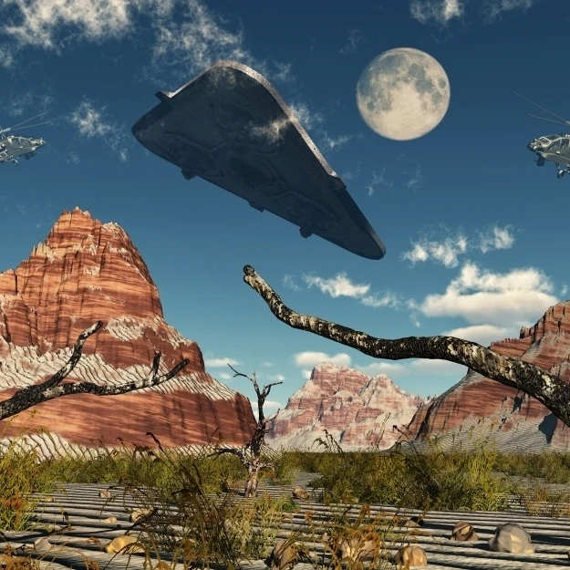 A pair of AH-64 Apache Black Ops helicopters chasing a UFO Poster Print (36 x 22) | Дом и сад