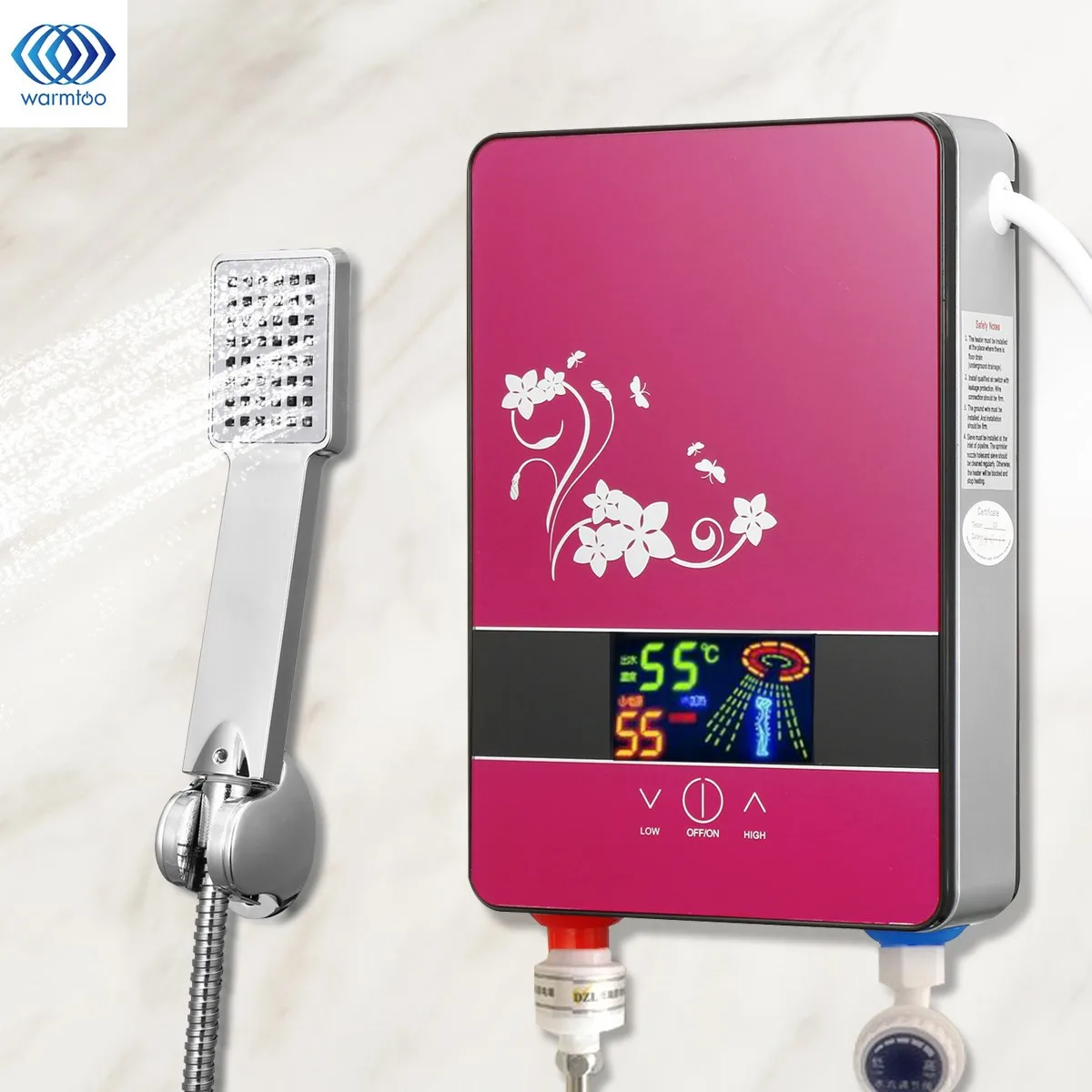 

220V 6500W Electric Hot Water Heater Tankless Instant Heating Set Overheating Protection Constant Temperature With Shower Nozzle